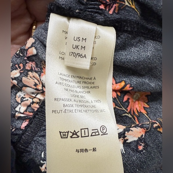 FREE PEOPLE MANDY FLORAL PRINTED RUCHED PEPLUM COTTON TIE FRONT BLOUSE SIZE: M - Picture 9 of 10